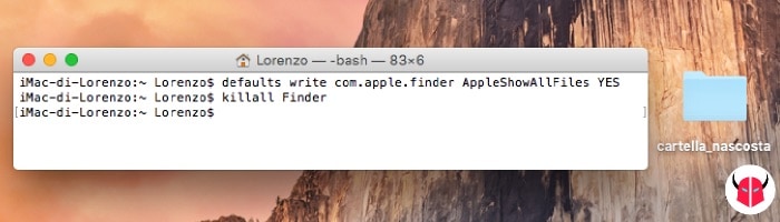 visualizzare cartelle nascoste Mac comando AppleShowAllFiles YES