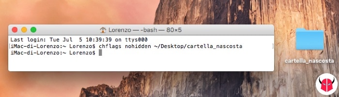 visualizzare cartelle nascoste Mac comando chflags nohidden
