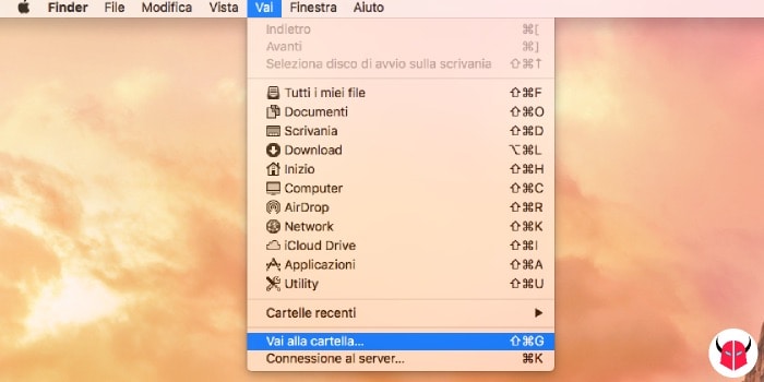 visualizzare cartelle nascoste Mac con il Finder opzione Vai alla cartella