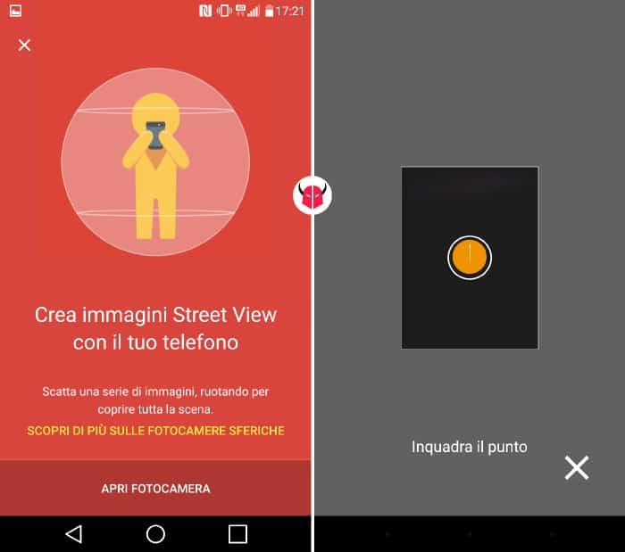 come fare foto a 360 gradi con Android Google Street View inquadra il punto