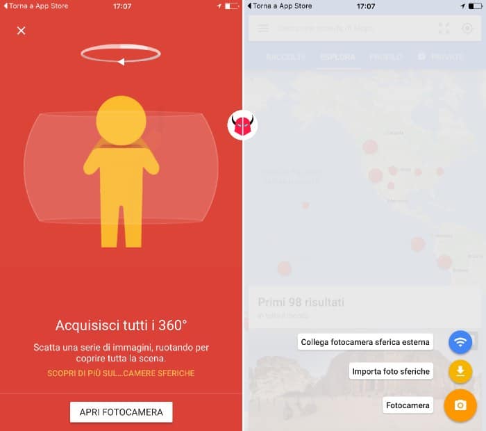 come fare foto a 360 gradi con iPhone Google Street View