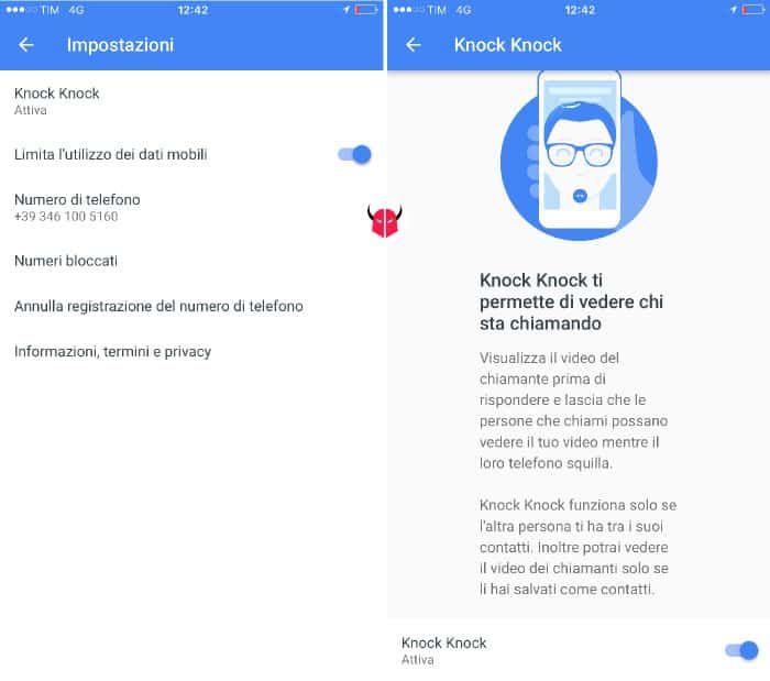 come funziona Google Duo impostazioni Knock Knock