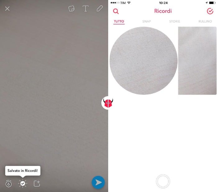 come funzionano i Ricordi su Snapchat salvataggio Snap e Storie