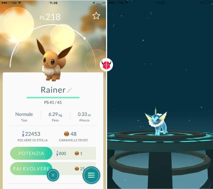 nome Eevee per Pokemon Go evoluzione