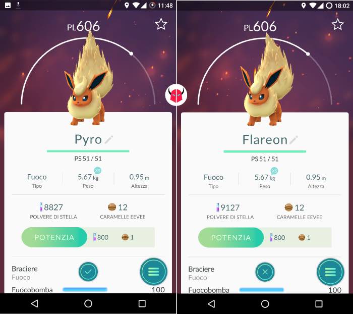 nomi evoluzioni Eevee per Pokemon Go Flareon