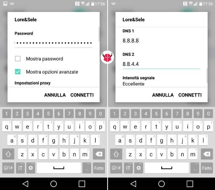 come cambiare DNS su Android configurazione rete WiFi