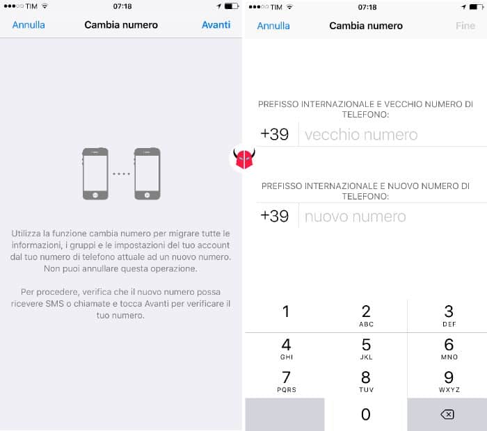 come cambiare numero WhatsApp su iPhone