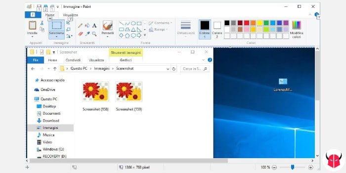 come fare screenshot Windows 10 dello schermo Paint