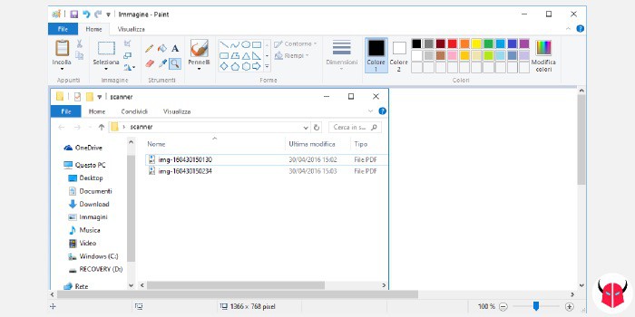 come fare screenshot Windows 10 di una finestra Paint