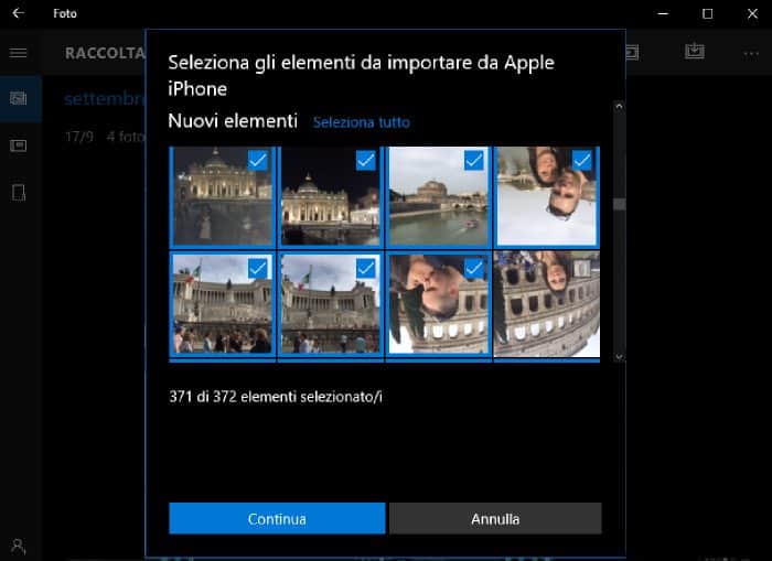 come trasferire foto da iPhone a PC con la Raccolta foto di Windows 10