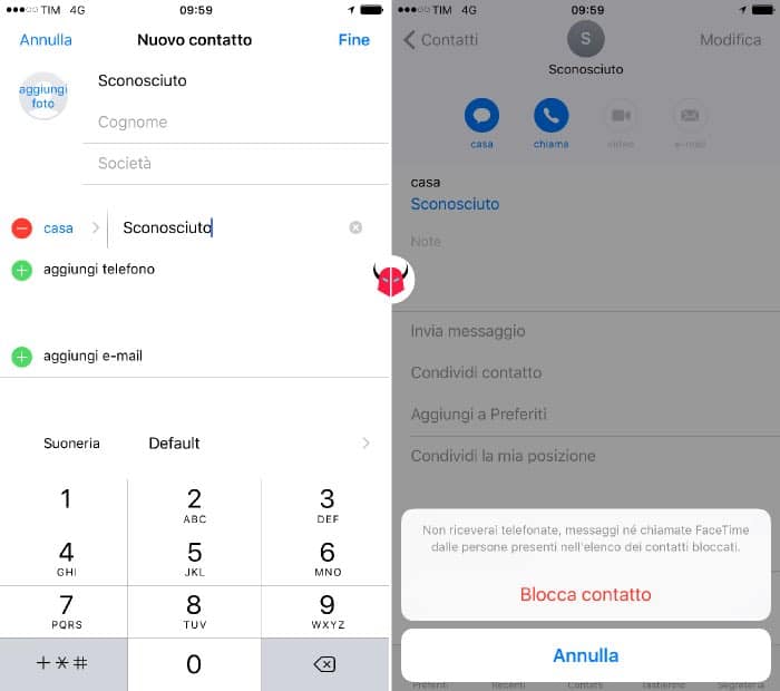 come bloccare numero sconosciuto iPhone registrazione e blocco contatto
