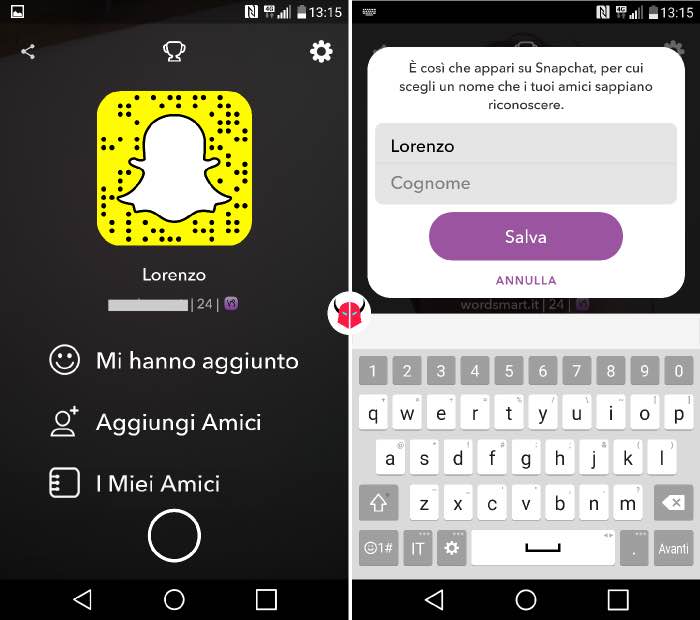 come cambiare nome utente su Snapchat username visualizzato