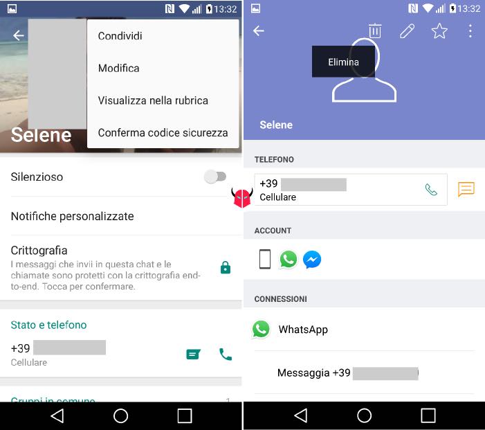 come cancellare un contatto da WhatsApp su Android eliminazione