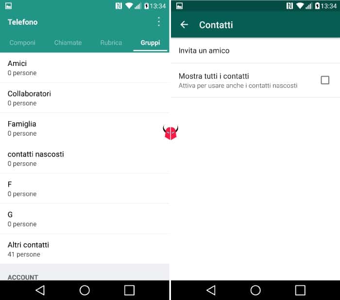 come cancellare un contatto da WhatsApp su Android gruppo rubrica