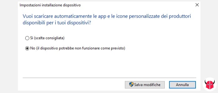 come disattivare installazione automatica driver Windows impostazioni