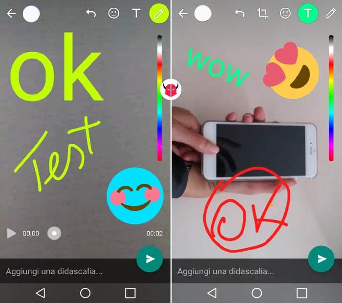 come disegnare su WhatsApp con Android modifica foto e video