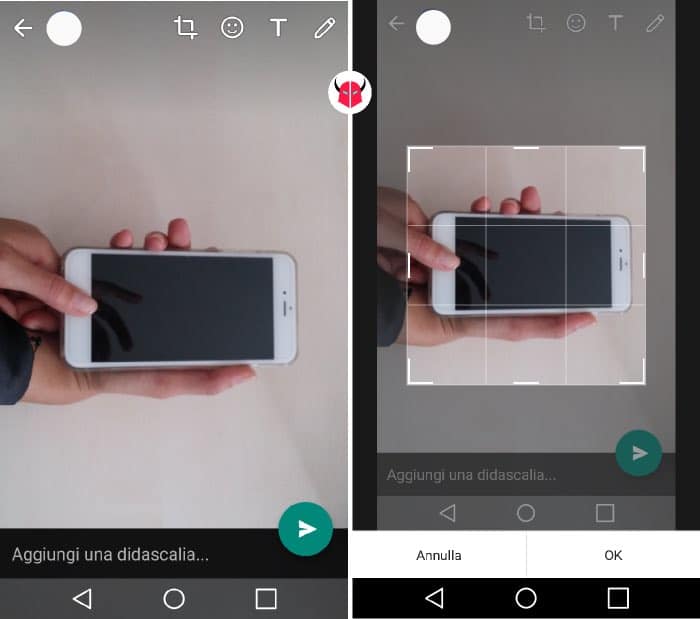 come disegnare su WhatsApp con Android ritaglio di foto