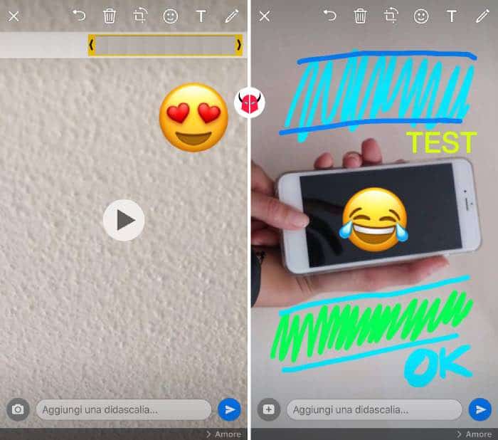 come disegnare su WhatsApp con iPhone editor foto e video