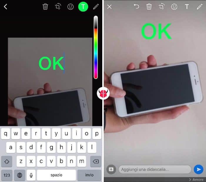 come disegnare su WhatsApp con iPhone testo su foto e video