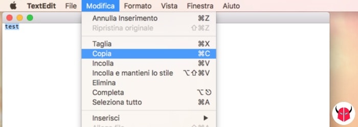 come fare copia e incolla su Mac con mouse opzioni menu