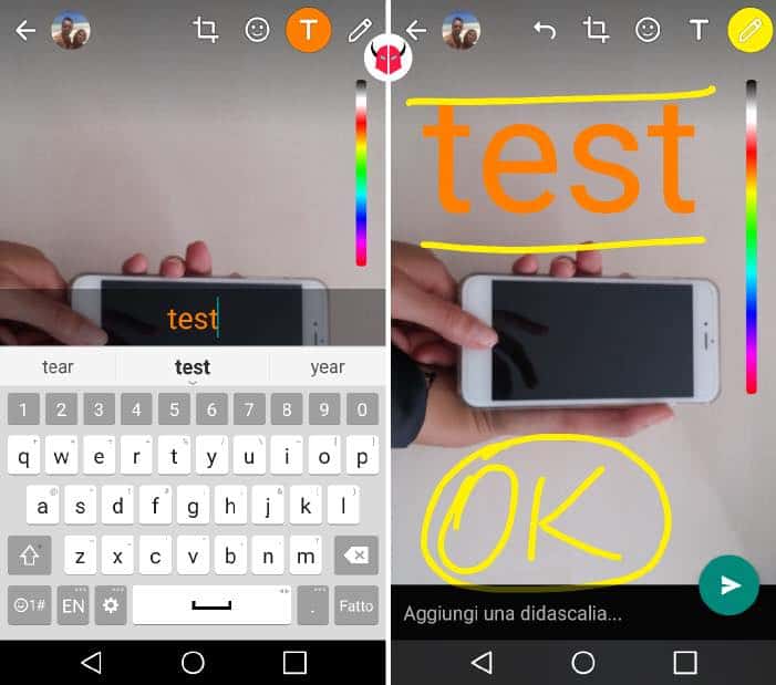 come scrivere su foto WhatsApp con Android