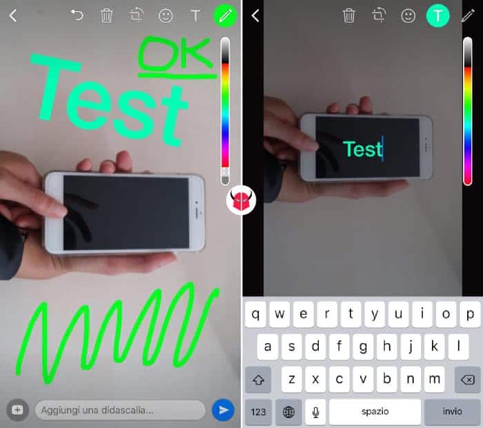 come scrivere su foto WhatsApp con iPhone