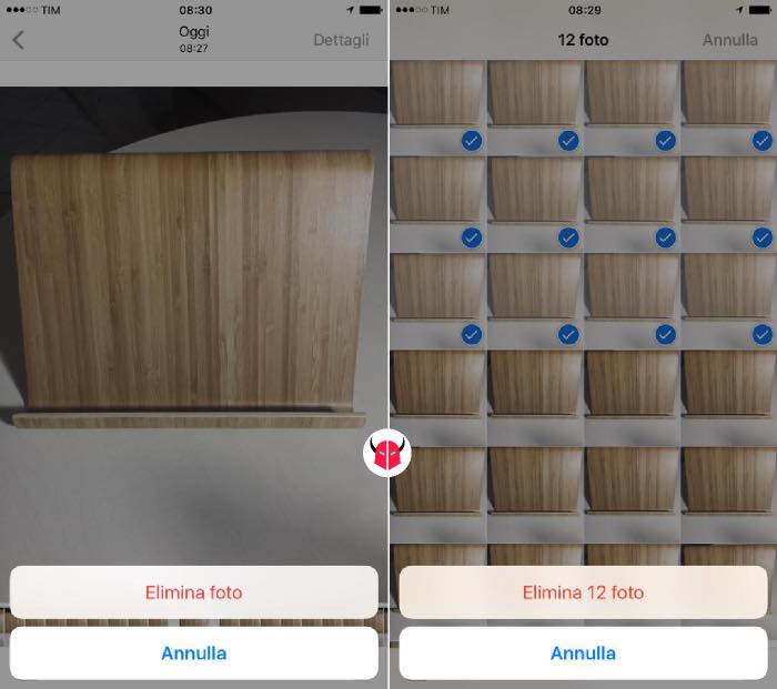 come eliminare foto da iPhone selezione singola e multipla