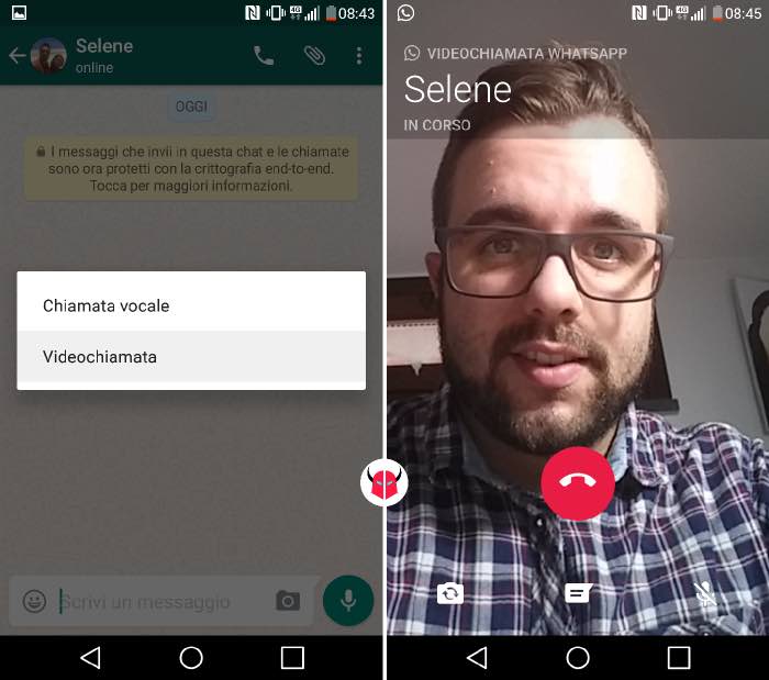 come fare la videochiamata con WhatsApp su Android avvio