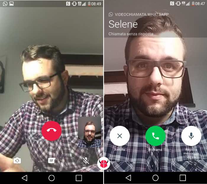 come fare la videochiamata con WhatsApp su Android opzioni