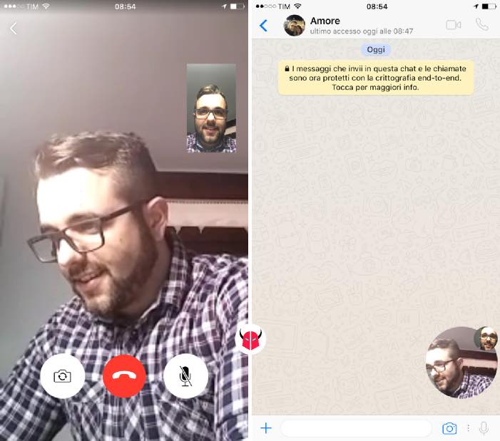 come fare la videochiamata con WhatsApp su iPhone opzioni