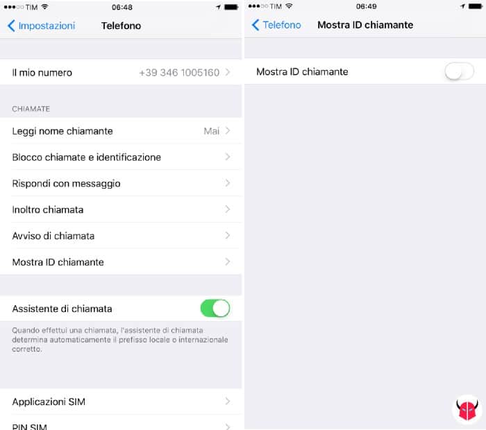 come chiamare col privato con iPhone ID chiamante iOS