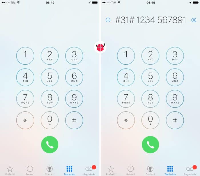 come chiamare col privato con iPhone codice