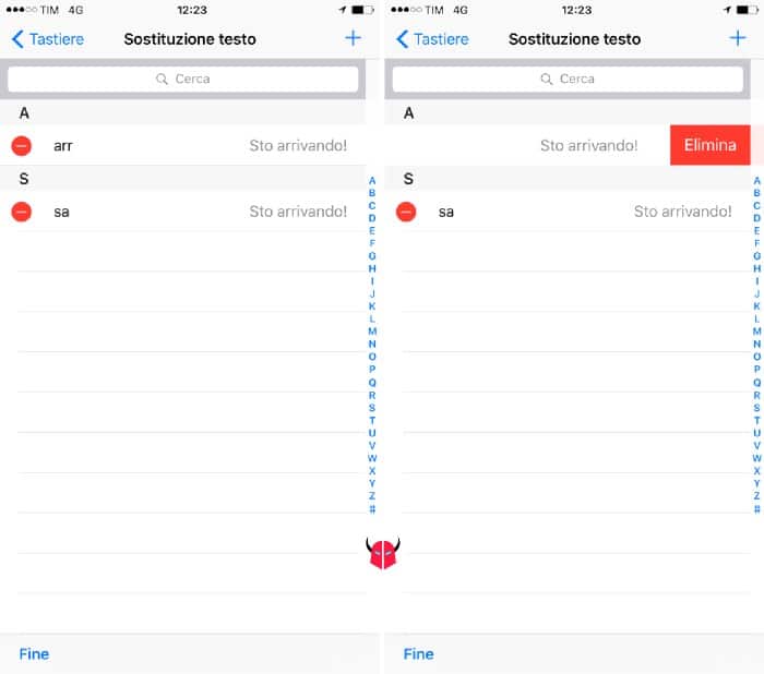 come eliminare Sto arrivando da iPhone rimozione abbreviazioni arr e sa
