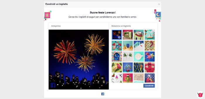 come fare gli auguri di Buone Feste su Facebook biglietti