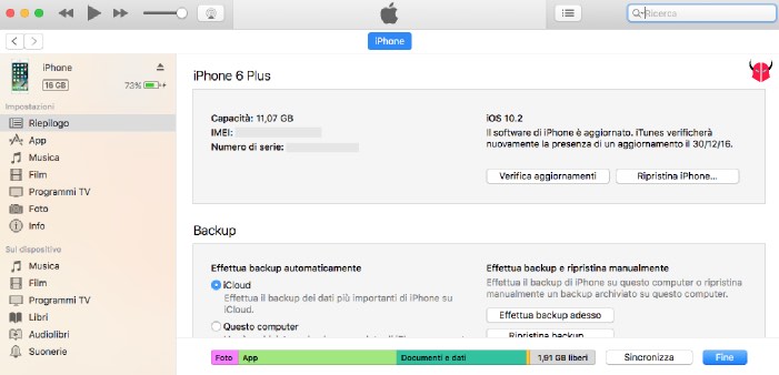 come trovare IMEI iPhone iTunes