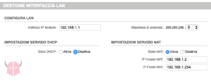 come disattivare DHCP router impostazioni LAN TIM