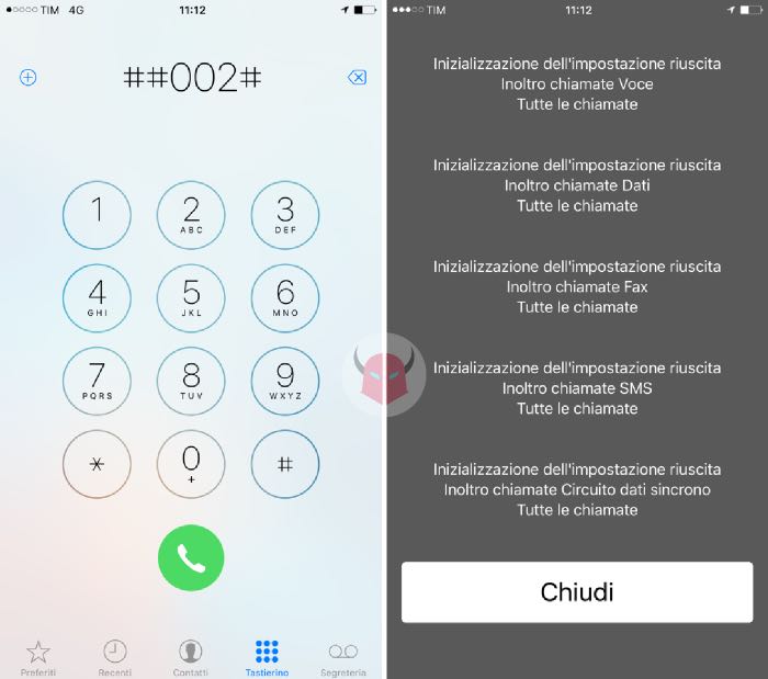 come disattivare segreteria telefonica iPhone codice tastierino