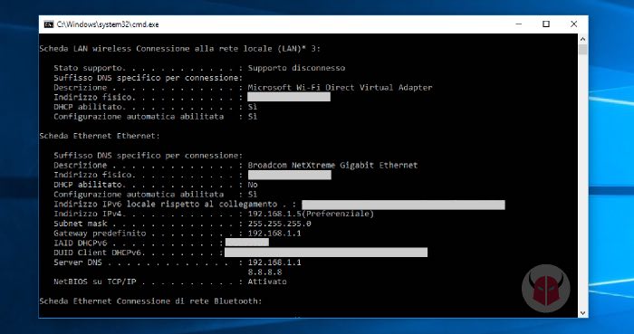 come impostare indirizzo IP statico PS4 cmd ipconfig