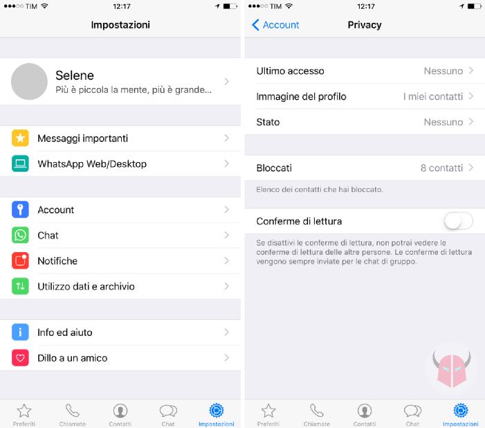 come togliere la spunta di lettura su WhatsApp con iPhone