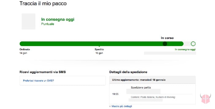 come tracciare pacco Amazon da computer