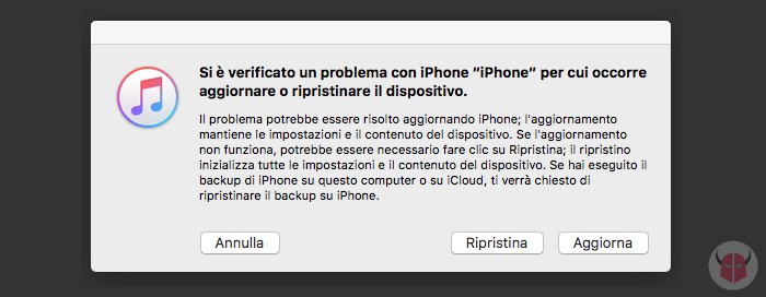 cosa fare se iPhone si blocca ripristino con iTunes