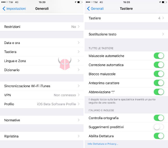 cosa fare se la tastiera di iPhone non funziona disattivazione dei suggerimenti predittivi