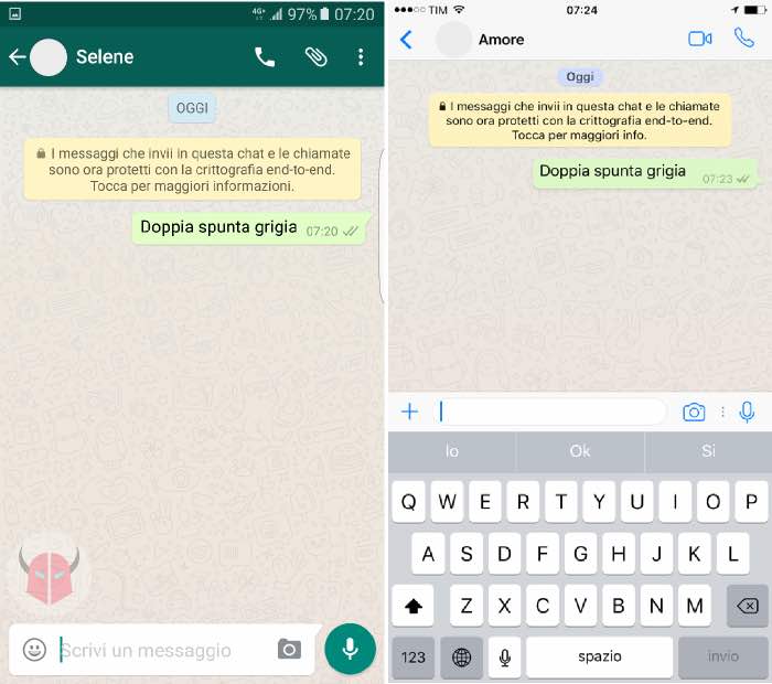 cosa significano le due v su WhatsApp doppia spunta grigia