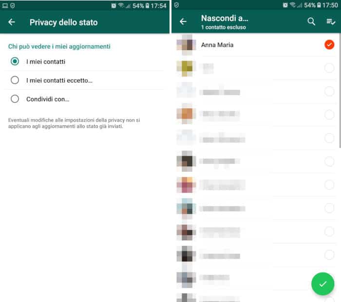 come disattivare Stati WhatsApp nascondere