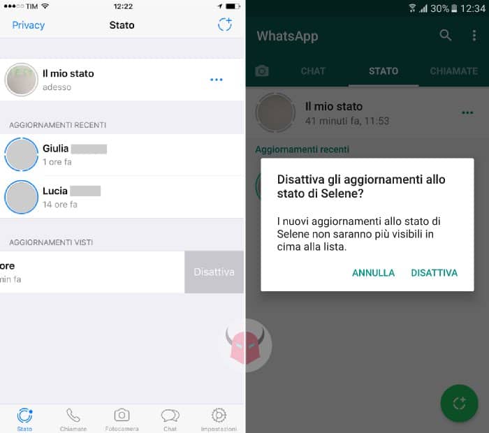 come disattivare Stati WhatsApp sezione Stato opzione Disattiva