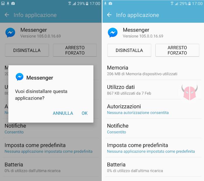 come disattivare overlay schermo Samsung disinstallazione applicazioni