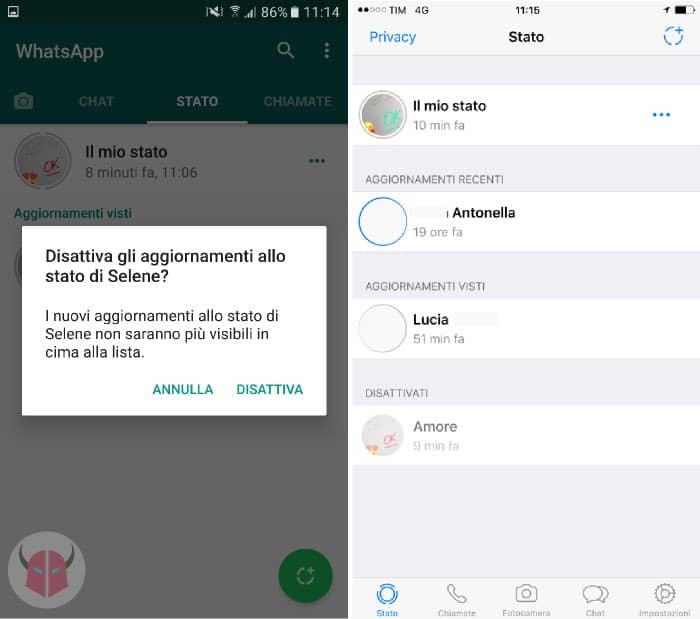 come funzionano le Storie su WhatsApp disattivare gli Stati Android e iOS