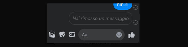 eliminare chat e messaggi da Facebook Messenger informativa Hai rimosso un messaggio