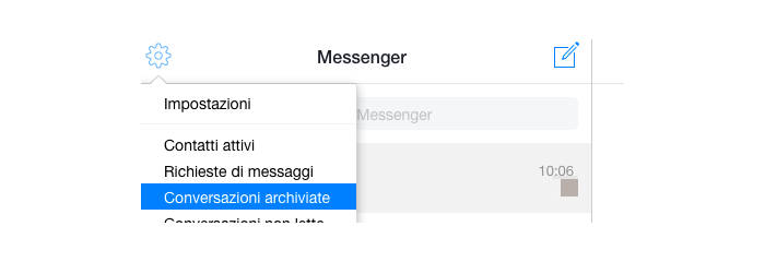 eliminare chat e messaggi da Facebook Messenger archivio chat