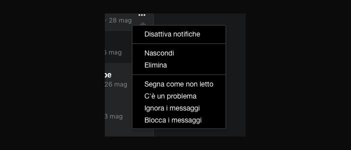 eliminare chat e messaggi da Facebook Messenger opzione Elimina PC